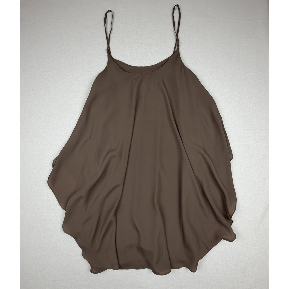 Suzi Chin Maggy Boutique Brown Draped Mini Dress Adjustable Straps Womens 6